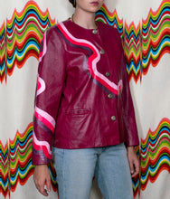 Load image into Gallery viewer, Upcycled Pink Leather &quot;Tuned&quot; Jacket
