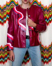Load image into Gallery viewer, Upcycled Pink Leather &quot;Tuned&quot; Jacket
