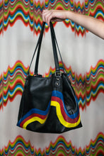 Load image into Gallery viewer, Upcycled Painted leather &quot;Primary Line&quot; Purse
